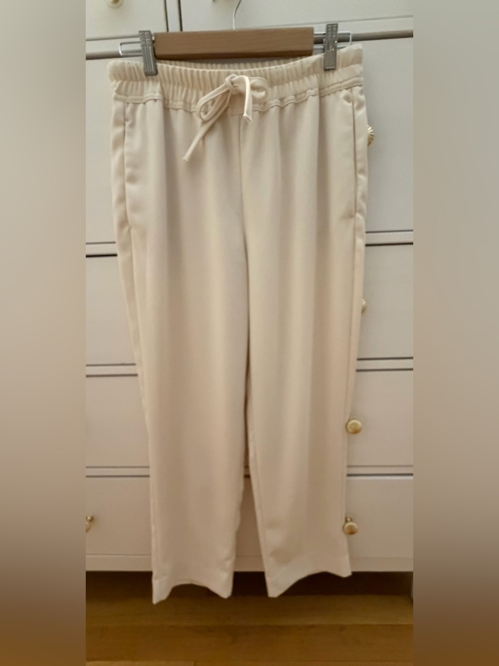 Reiss Cream Straight-Leg Drawstring Trousers